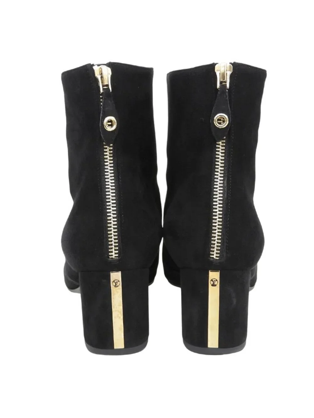 Louis Vuitton Back Zip Bootie Suede Short Boots Shoes Black